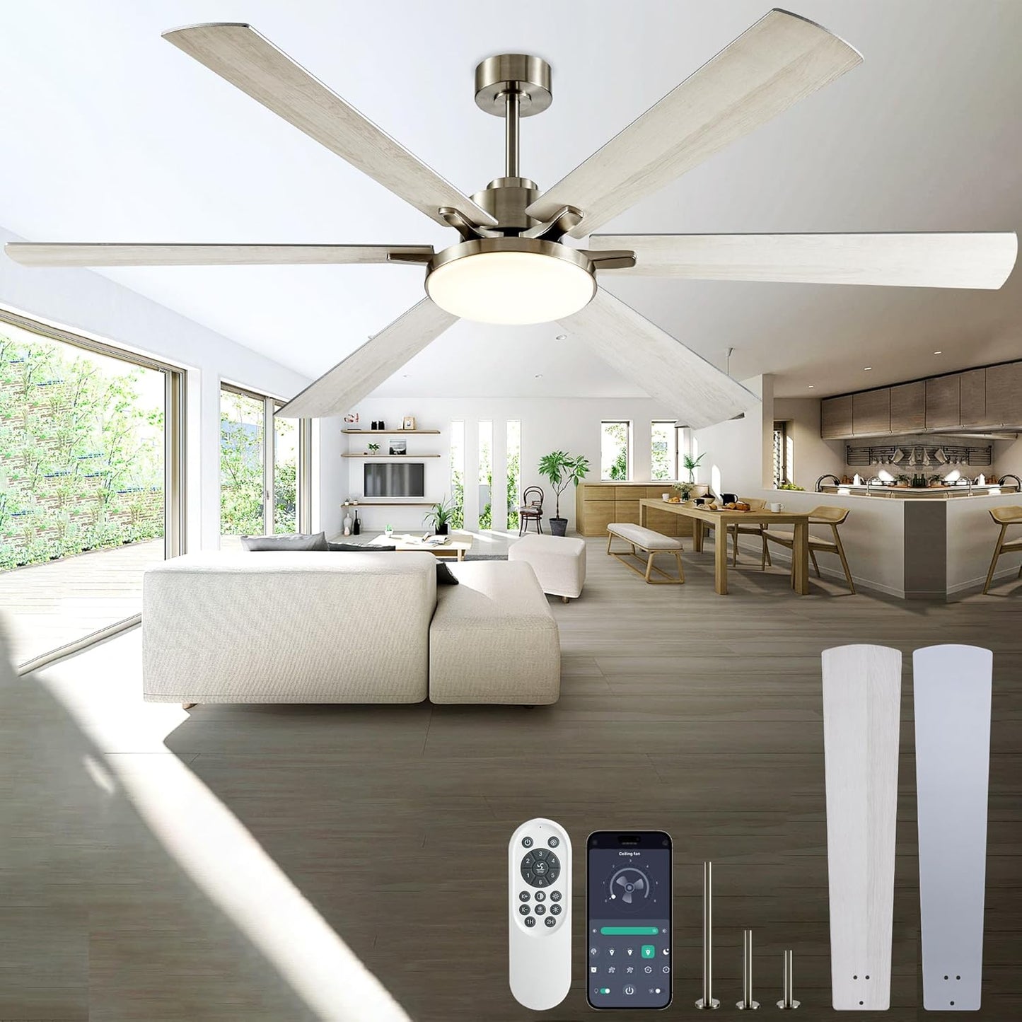 72 Inch Ceiling Fans with Lights for Indoor and Outdoor Use