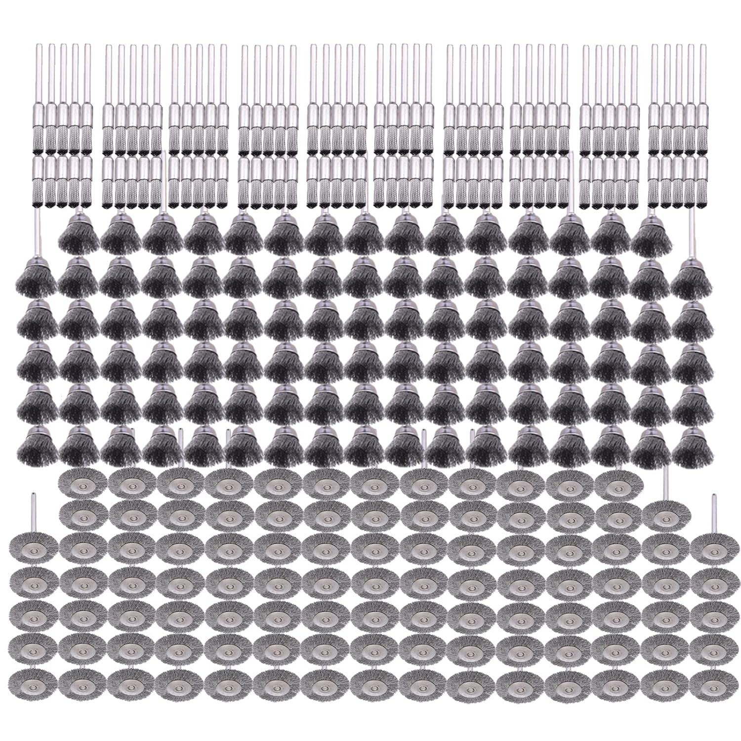 Rocaris 300 Pack Wire Brushes Set for Rotary Tool Cleaning