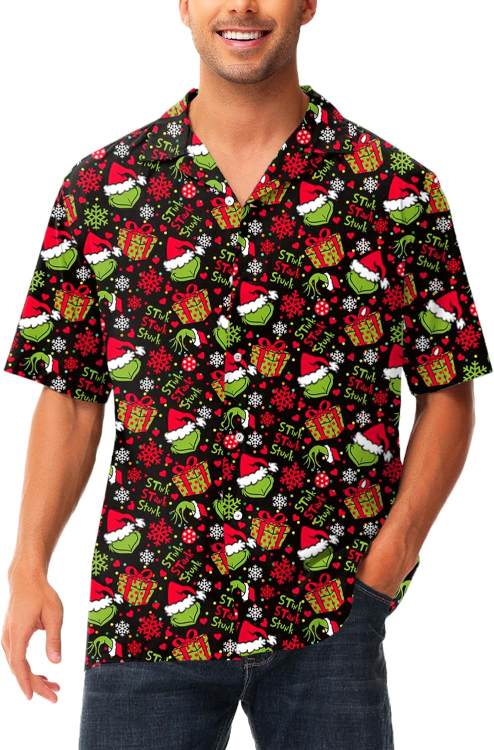 AOBUTE Men Christmas Button Shirts for Holiday Celebrations