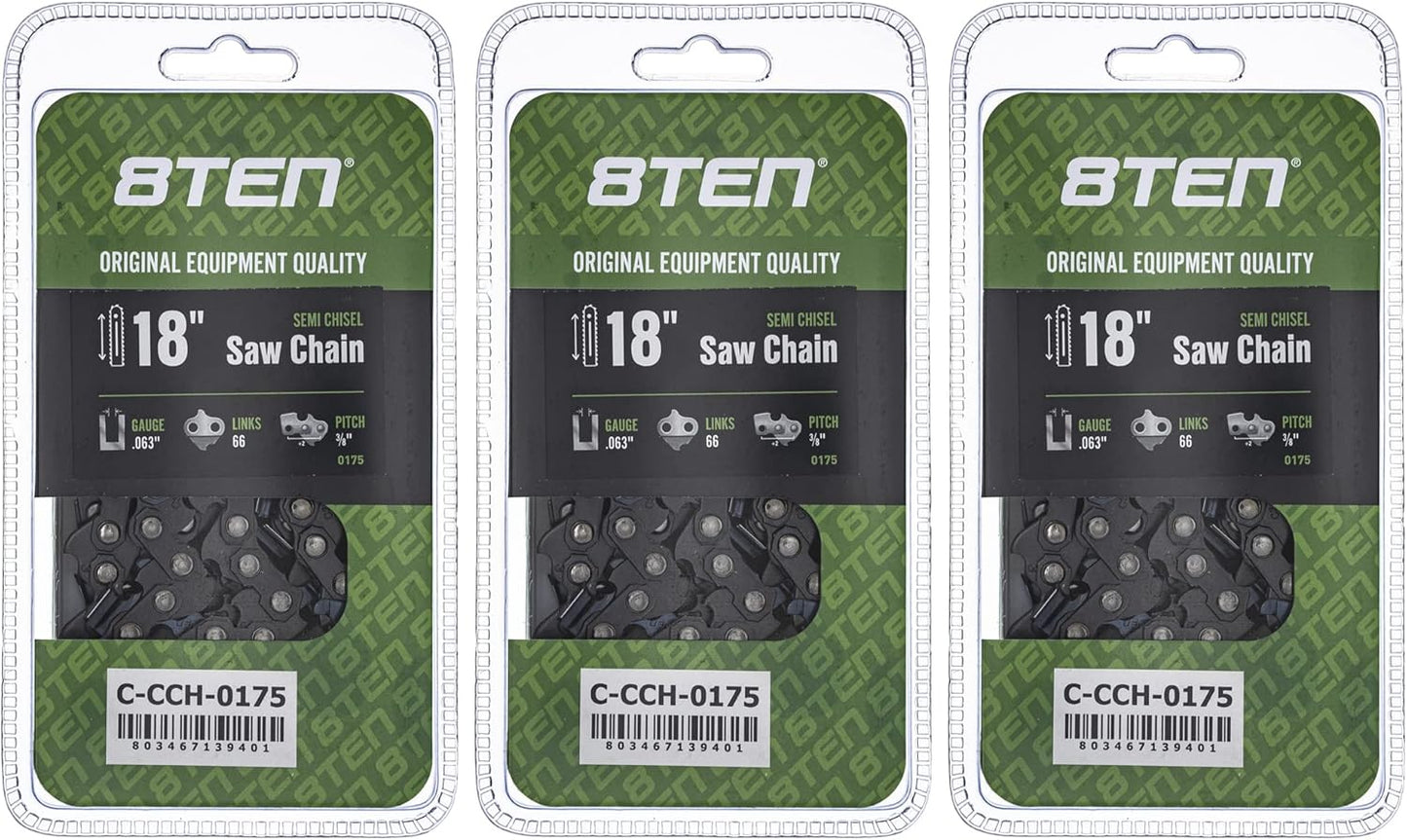 8TEN Semi Chisel Chainsaw Chain 18 Inch for Stihl Models
