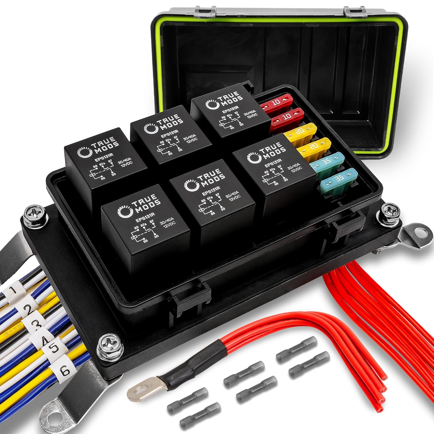 True Mods Waterproof 12V Fuse Relay Box Kit for Vehicles