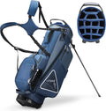 14-Way Golf Stand Bag for Men - Full-Length PU Leather Plush Top