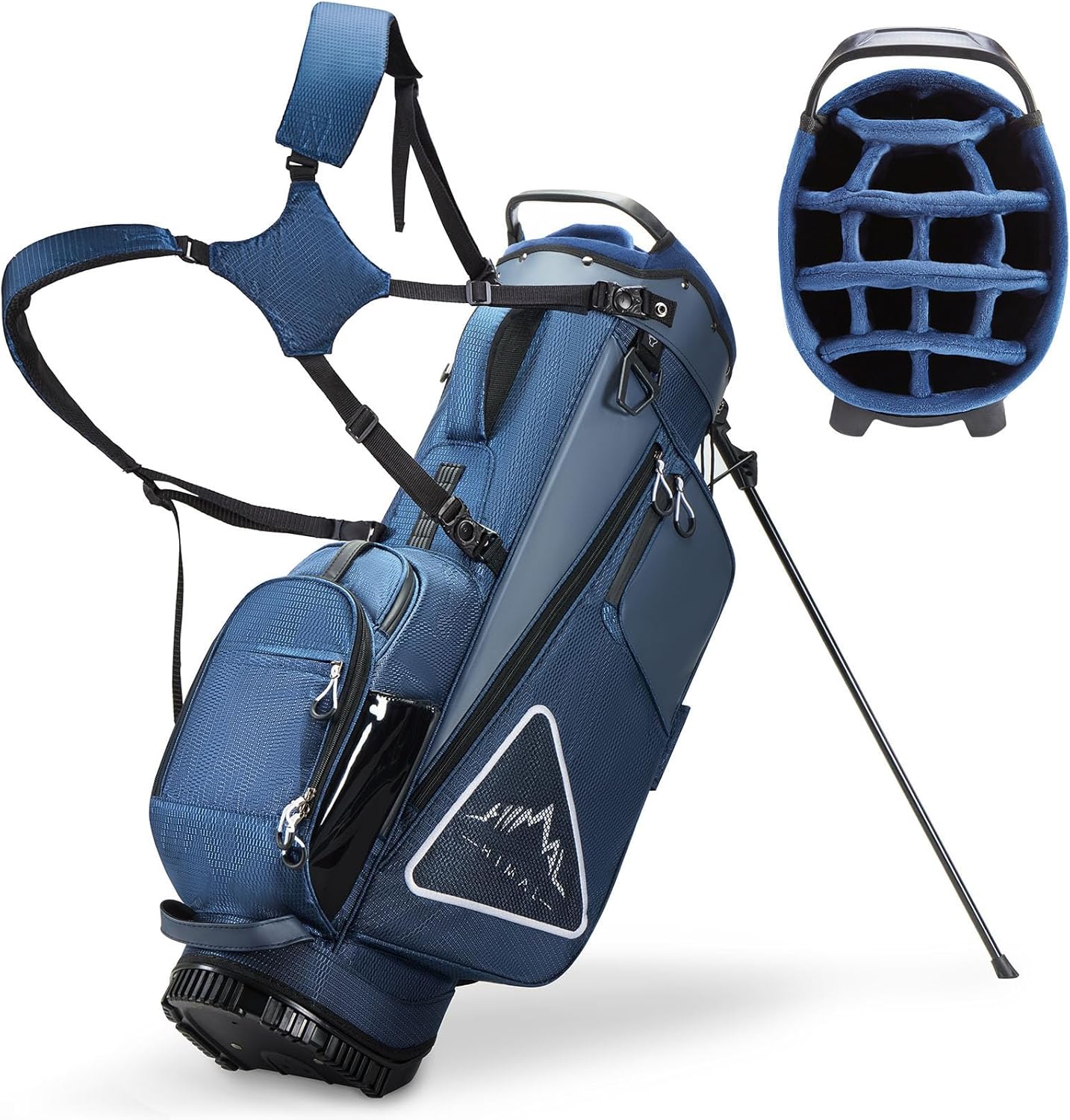 14-Way Golf Stand Bag with Premium PU Leather and Rain Cover