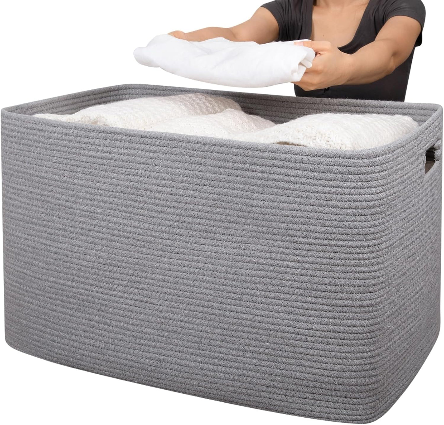 XXXLarge Cotton Rope Storage Basket for Organizing Clothes