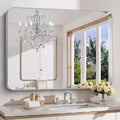 FORBATH 48x36 in Bathroom Mirror Brushed Silver Frame - Dual Vanity