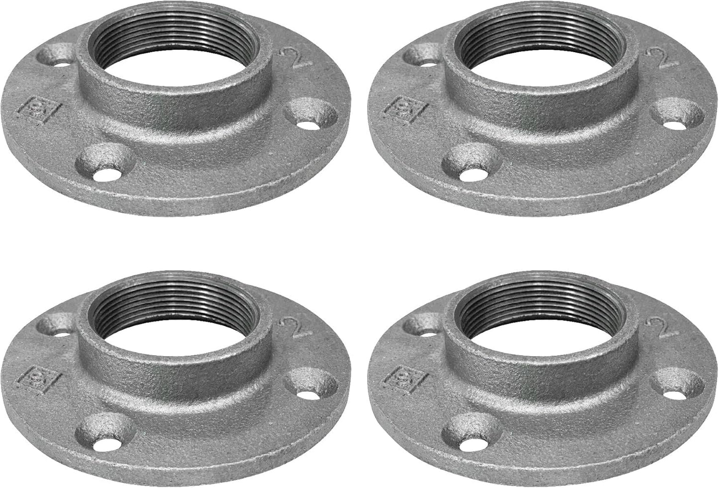 PIPE DECOR 2 Inch Malleable Iron Floor Flange 4 Pack for DIY