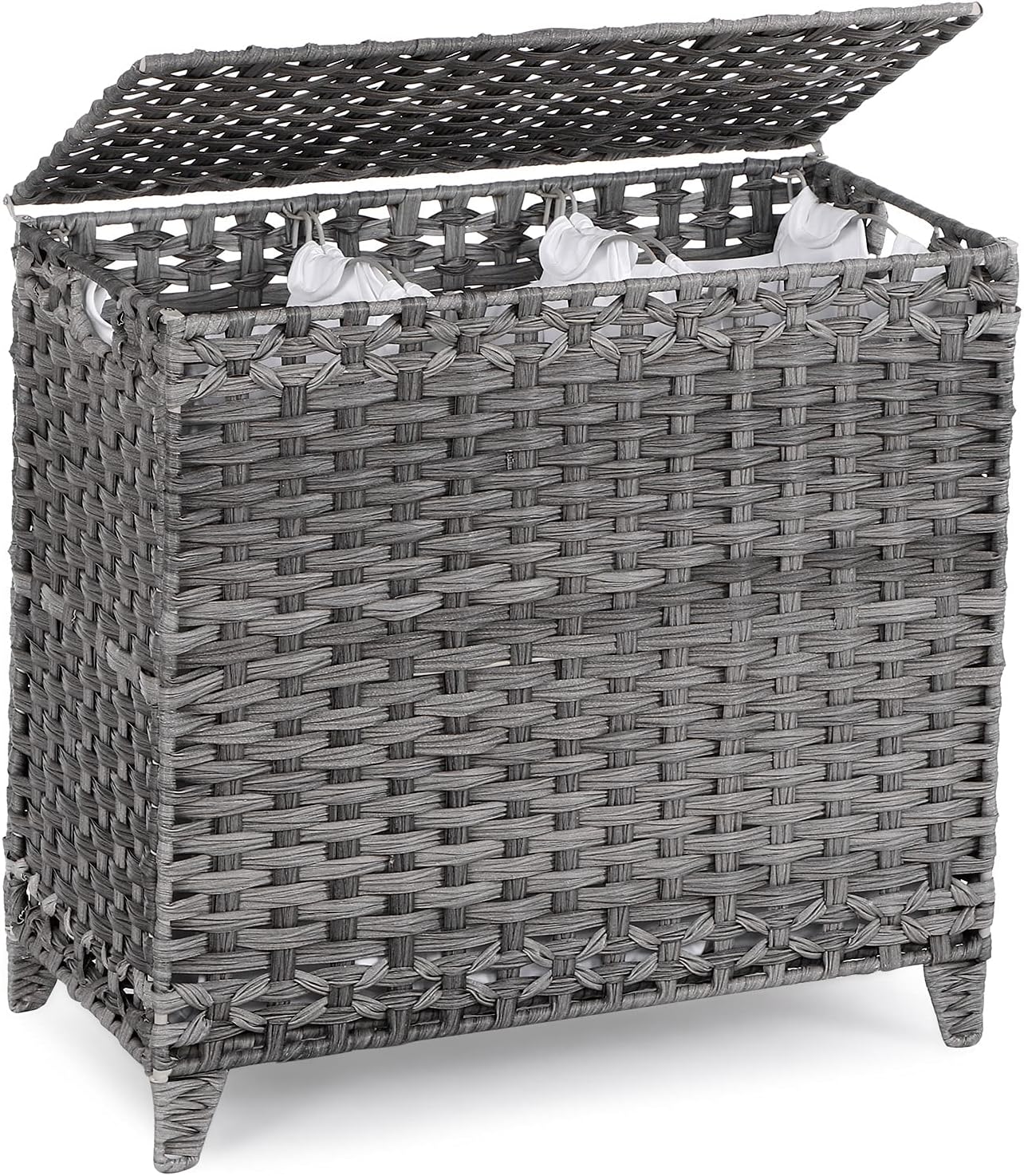 Laundry Hamper with 3 Removable Liner Bags for Easy Sorting