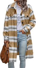 PRETTYGARDEN Womens Plaid Shacket Jacket - Cozy Fall Wool Blend