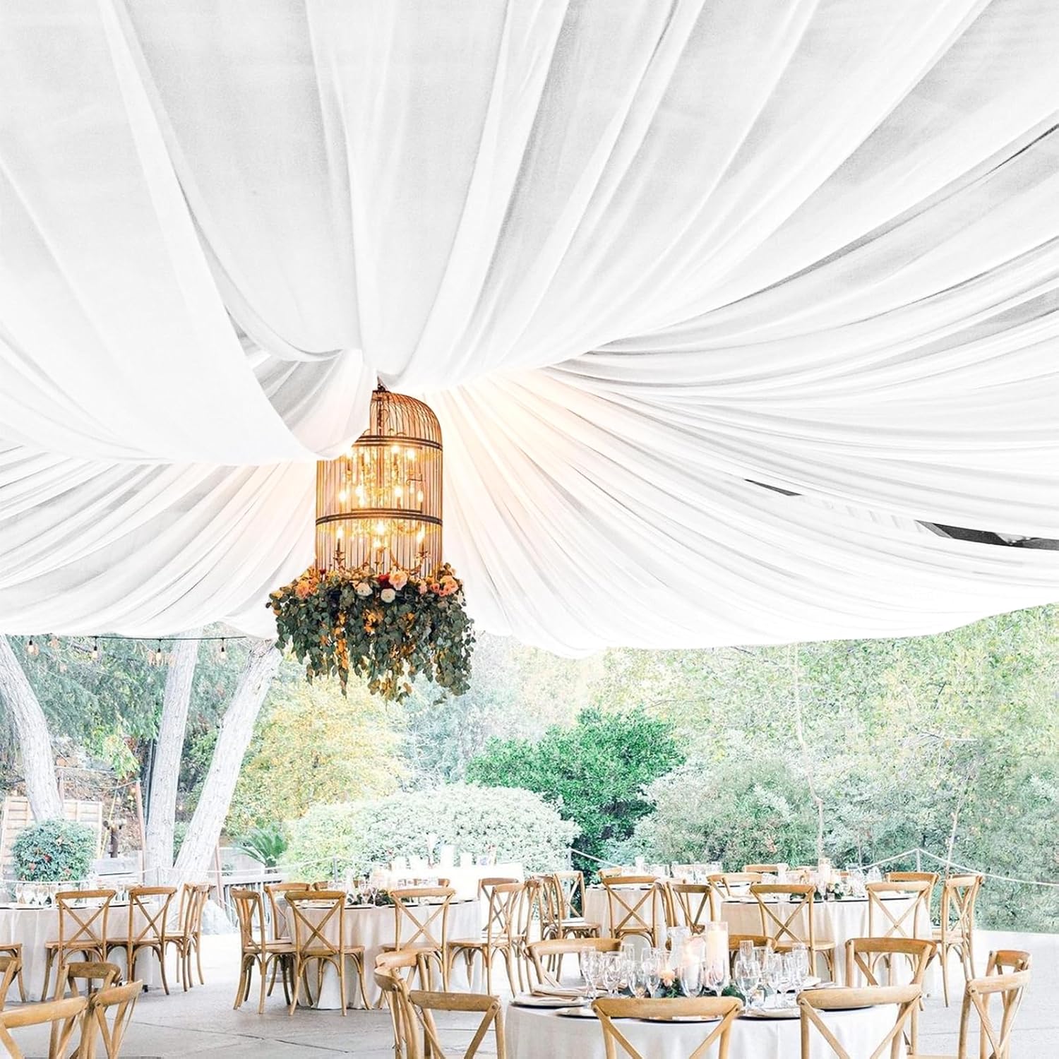 Elegant 8 Panels White Wedding Ceiling Drapes for Events
