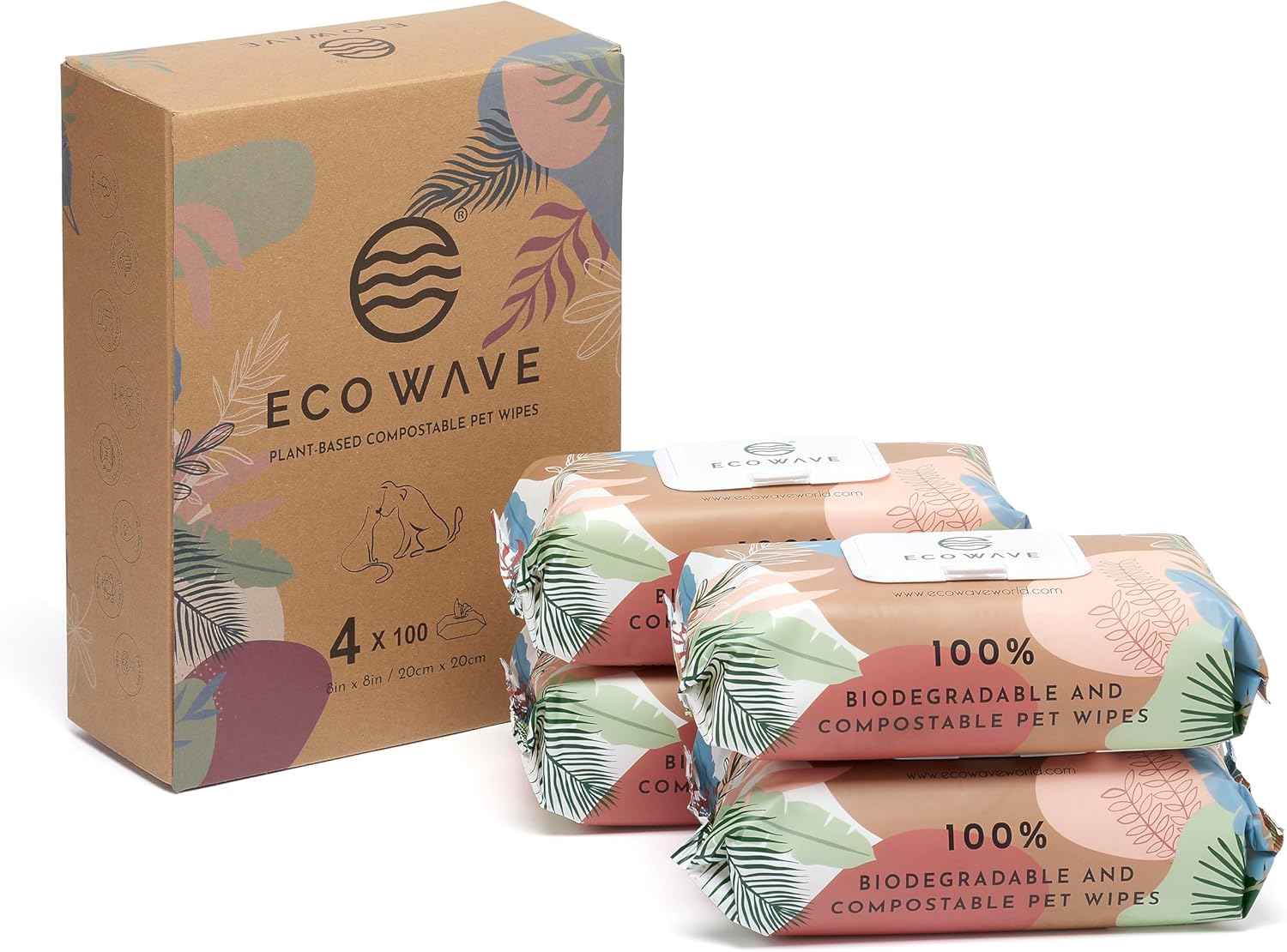 Eco Wave Hypoallergenic Plant-Based Pet Wipes for Grooming