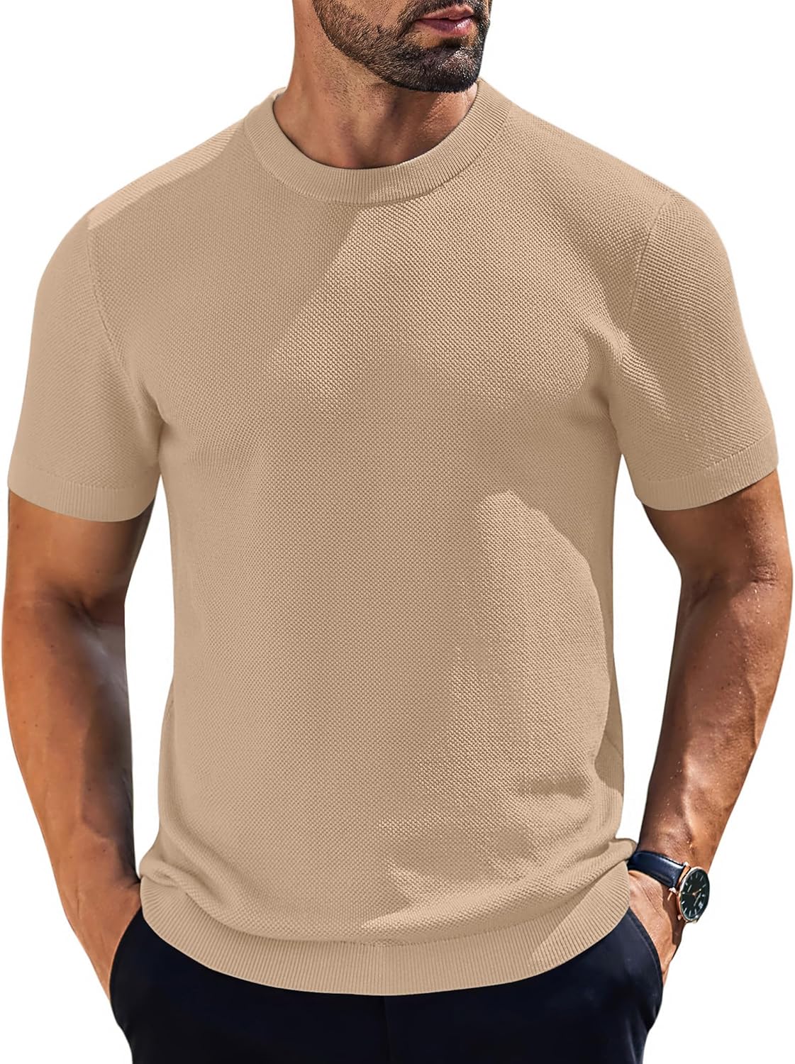 Stylish COOFANDY Men's Knit T-Shirts for Casual and Business Wear