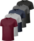 5 Pack Workout Shirts for Men - Quick Dry Black Moisture (Style GDNS)