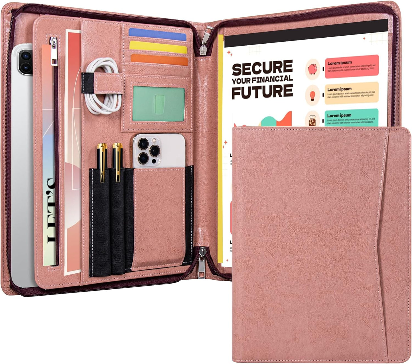 Calfinder Leather Portfolio for Women - Stylish Business Organizer
