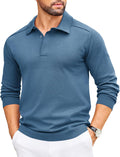 Mens Knit Polo Sweater Long Sleeve Polo Collared Sweater