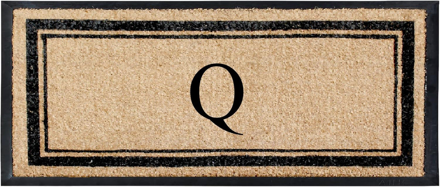 Natural Coir & Rubber Hand Flocked Large Monogrammed Door Mat