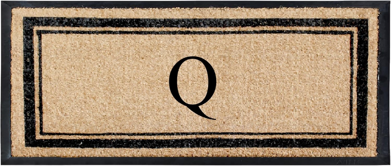 Natural Coir & Rubber Hand Flocked Large Monogrammed Door Mat