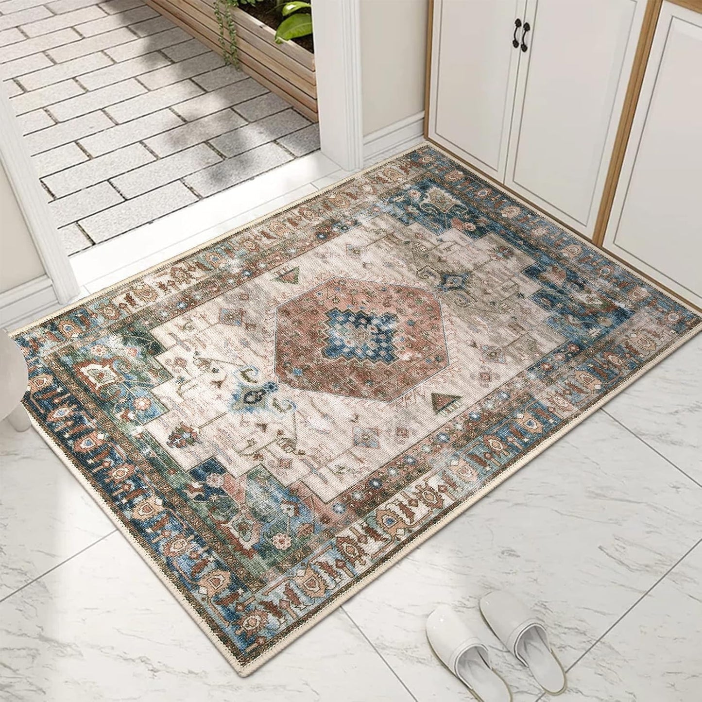 Collive Indoor Door Mat Retro Floor Mat for Entryway Comfort