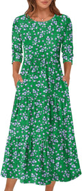 Prinbara Women's 3/4 Sleeve Casual Maxi Floral Dress for Fall