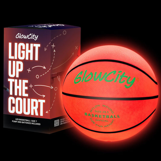 GlowCity LED Red Glow Basketball - Night Game Fun!