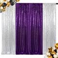ShinyBeauty Purple and Silver Sequin Backdrop Curtains - Sparkle Photo