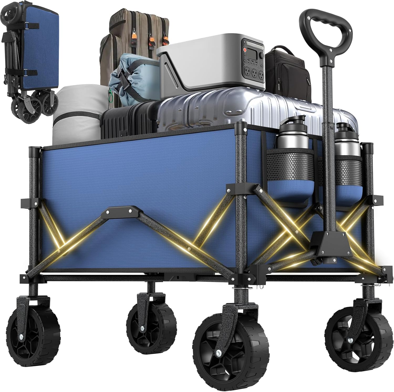 Navy Blue Collapsible Wagon with Wheels for All Your Needs
