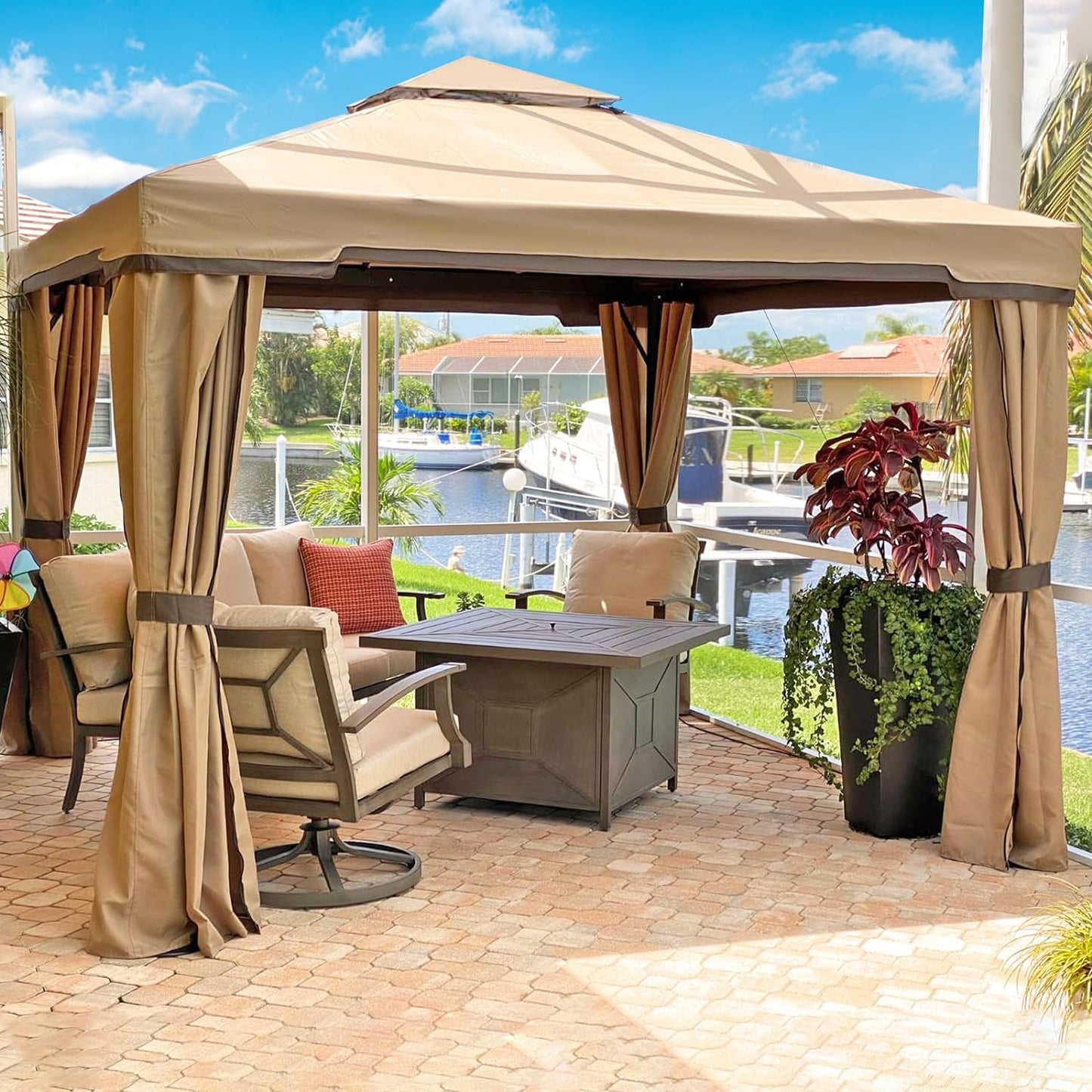 SUNCROWN 10x10 FT Outdoor Gazebo: Vented Canopy & Mosquito Netting