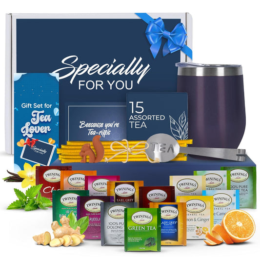 Tea Gifts for Women - Unique Sampler Gift Basket with Tumbler