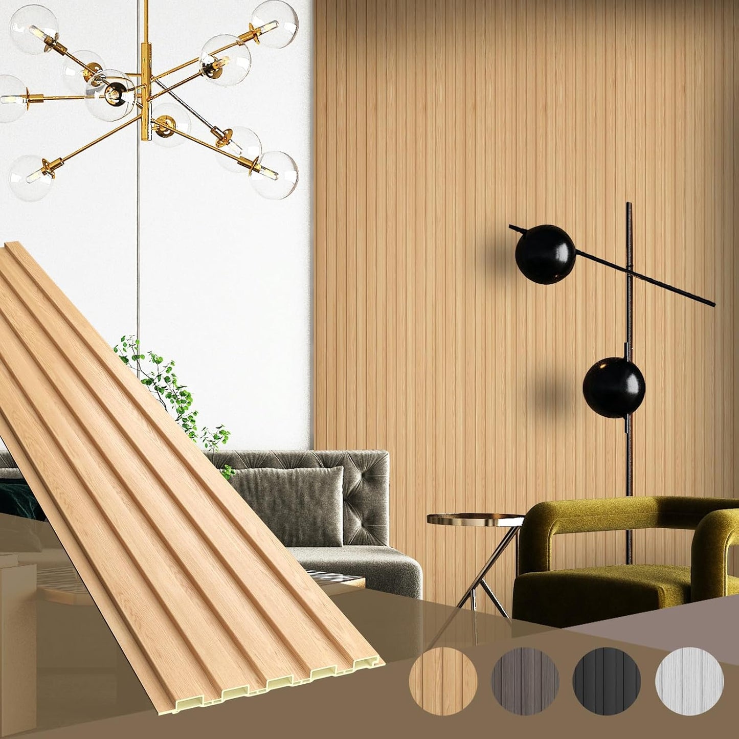 OUZUGIE WPC Acoustic Slat Wall Paneling for Stylish Decor
