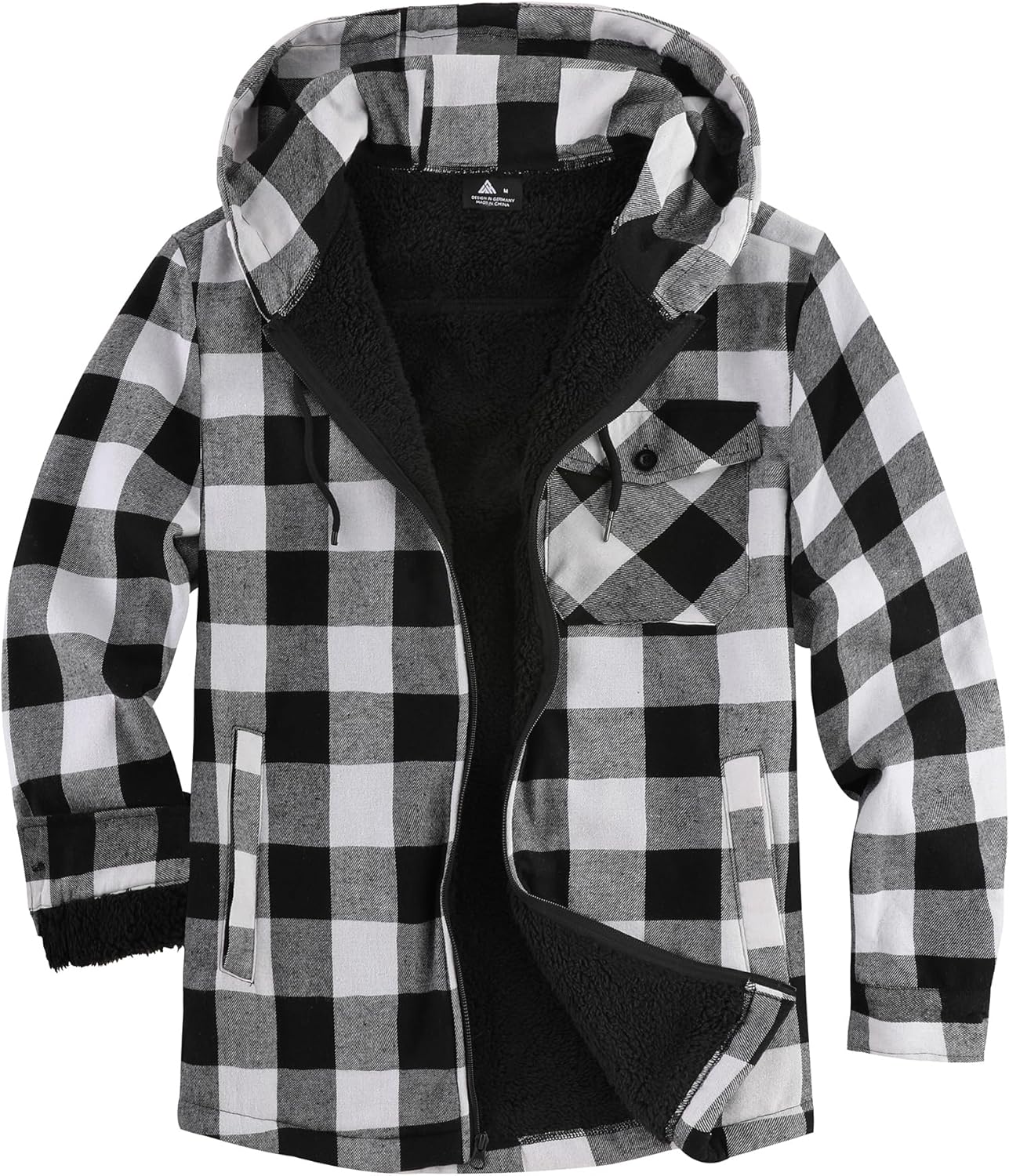 V VALANCH Men's Sherpa Lined Flannel Jacket for Winter Warmth