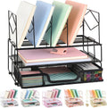 Youbetia Black Desk Organizer with Double Tray
