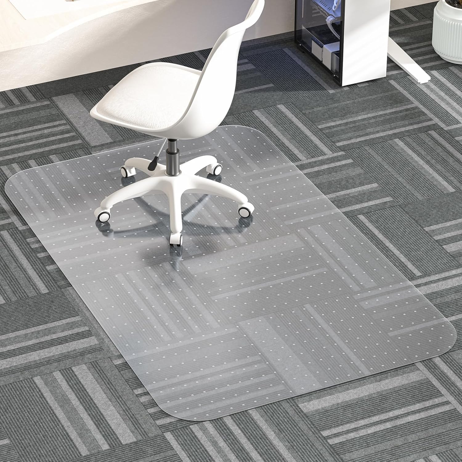 Non-Slip Clear Desk Chair Mat for Carpet - Protects Floors!