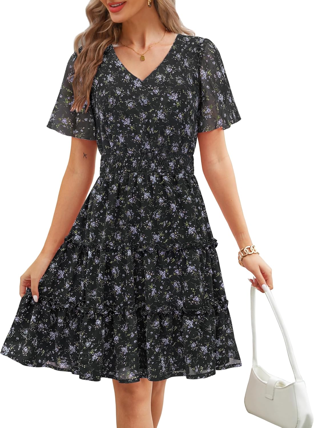 Zattcas Women Casual Flowy A Line Tiered Midi Dress 2025