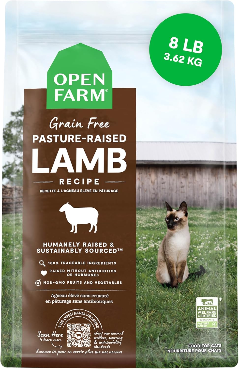 Open Farm Grain Free Dry Cat Food with Pasture-Raised Lamb Recipe