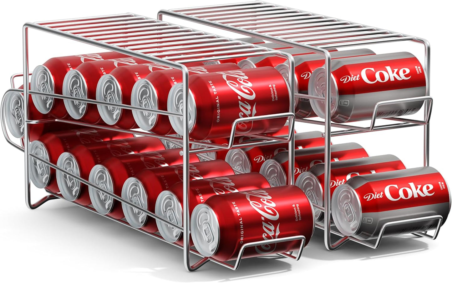 Soda Can Rack Beverage Dispenser Organizer for Refrigerator 2 Pack