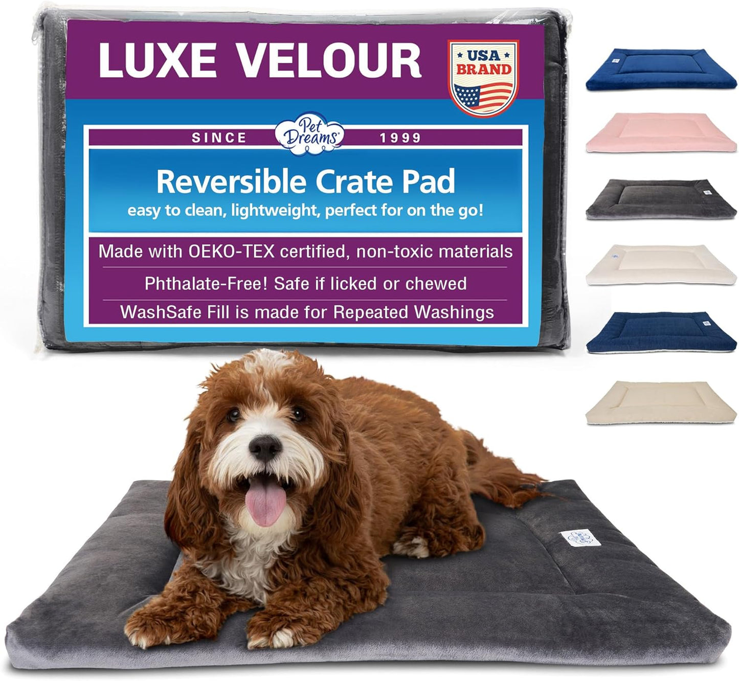 Pet Dreams Dog Crate Pad - Washable Kennel Mat for Dogs