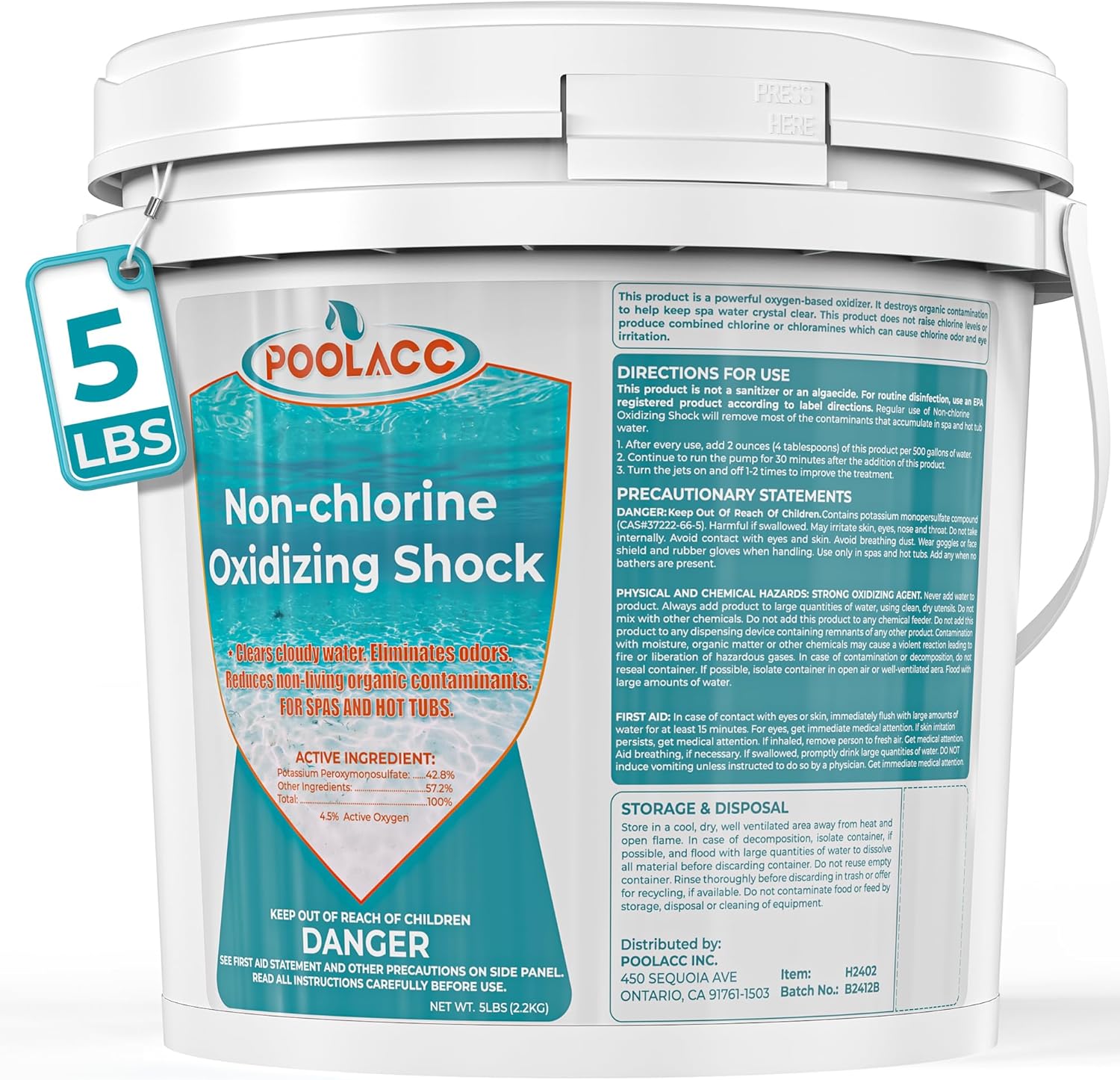 5 LB Non-Chlorine Spa Shock Oxidizer for Hot Tub Clarity