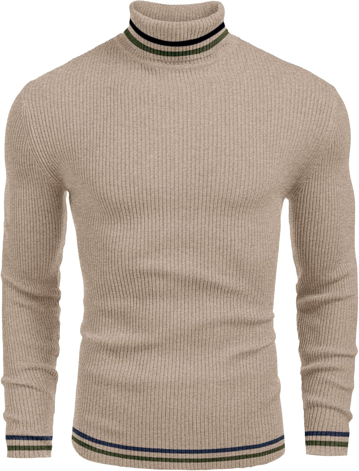 COOFANDY Mens Ribbed Slim Fit Knitted Pullover Turtleneck Sweater