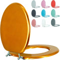 Round Wood Toilet Seat Sparkling Classical Gold - Prevents Shifting