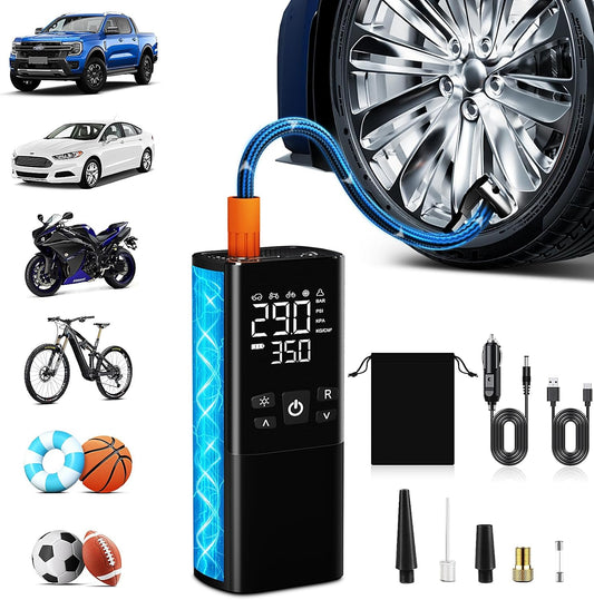Fast Dual Power Tire Inflator - Auto Shut-Off, LED Light - Evjeal