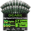 Cat 6 Ethernet Cable 24-Pack 3 ft - Reliable 10Gbps Network Cords