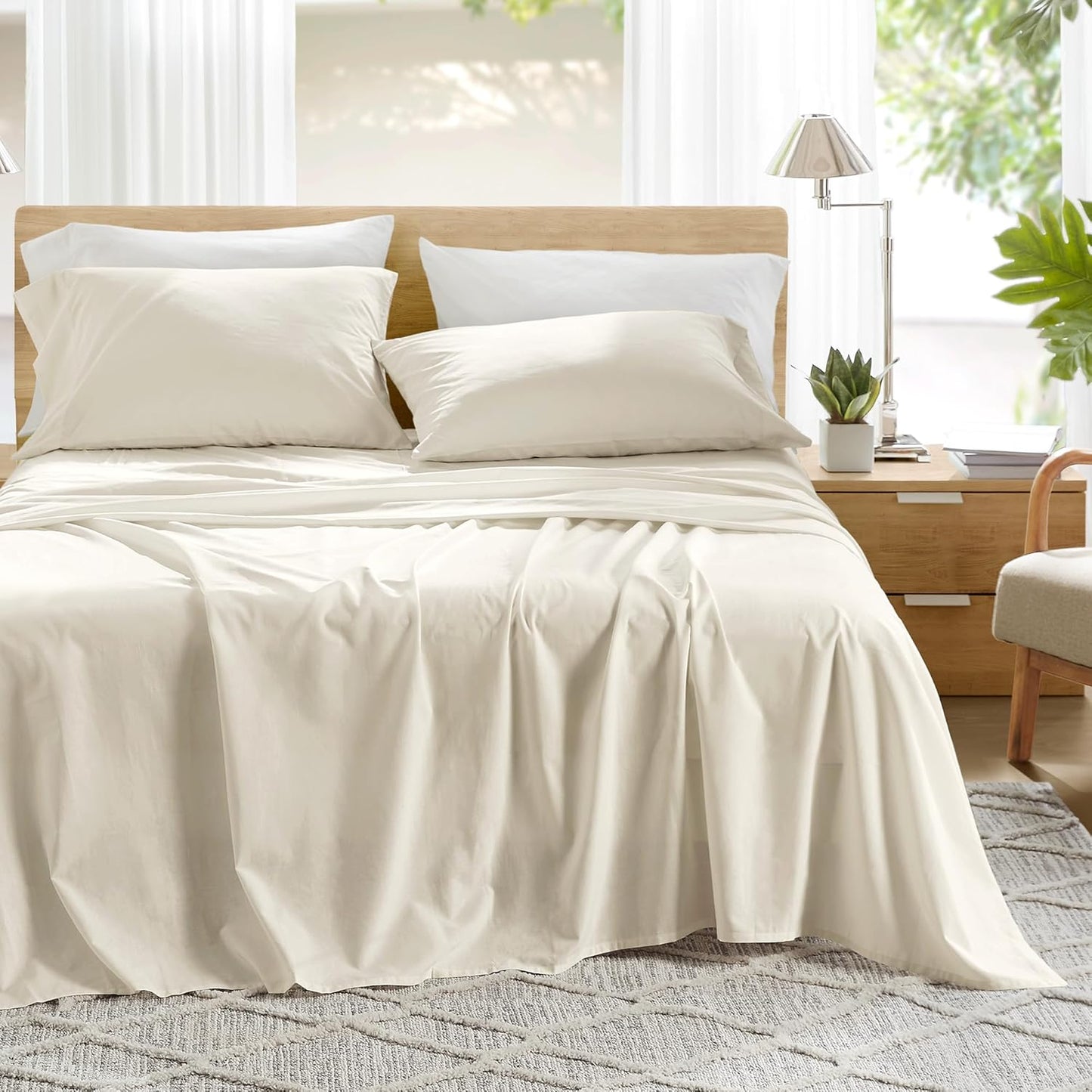 Comfort Spaces 100% Cotton Sheets Queen Set for Cozy Sleep
