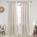 KOUFALL Back Tab Rod Pocket Linen Sheer Curtains 52x92 - Light