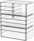 Clear Stackable Drawer Organizer 3 Pack with 10 Drawers - Space Saving