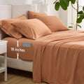 Bedsure Deep Pocket King Sheet Set - 6 Piece Burnt Orange