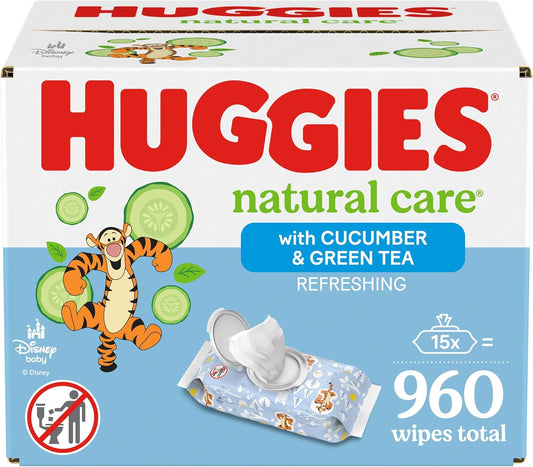 HUGGIES Natural Care Baby Wipes - Refreshing Scent, Hypoallergenic, 960 Wipes