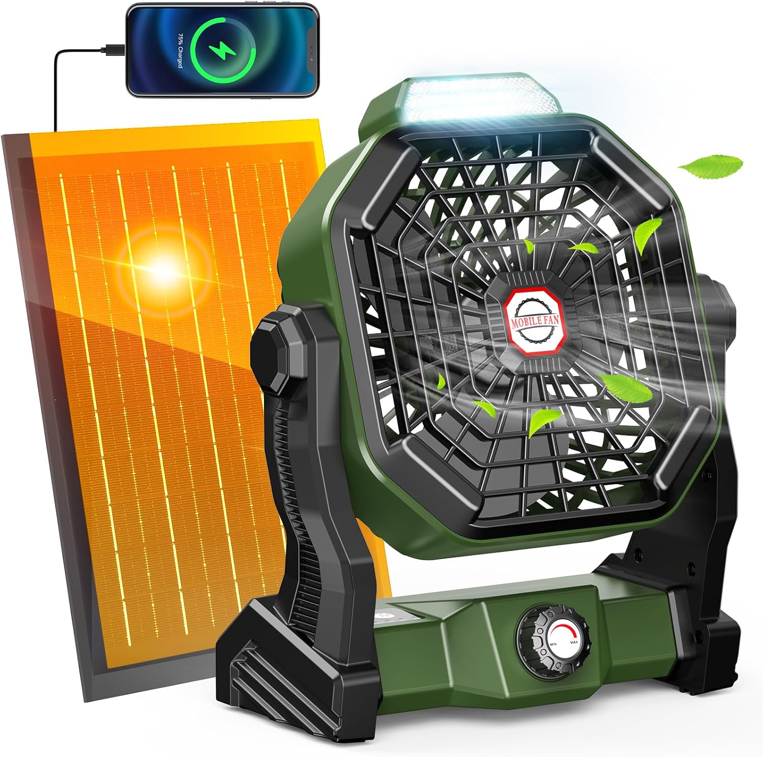 Rechargeable Solar Powered Fan for Camping and Outdoor Use