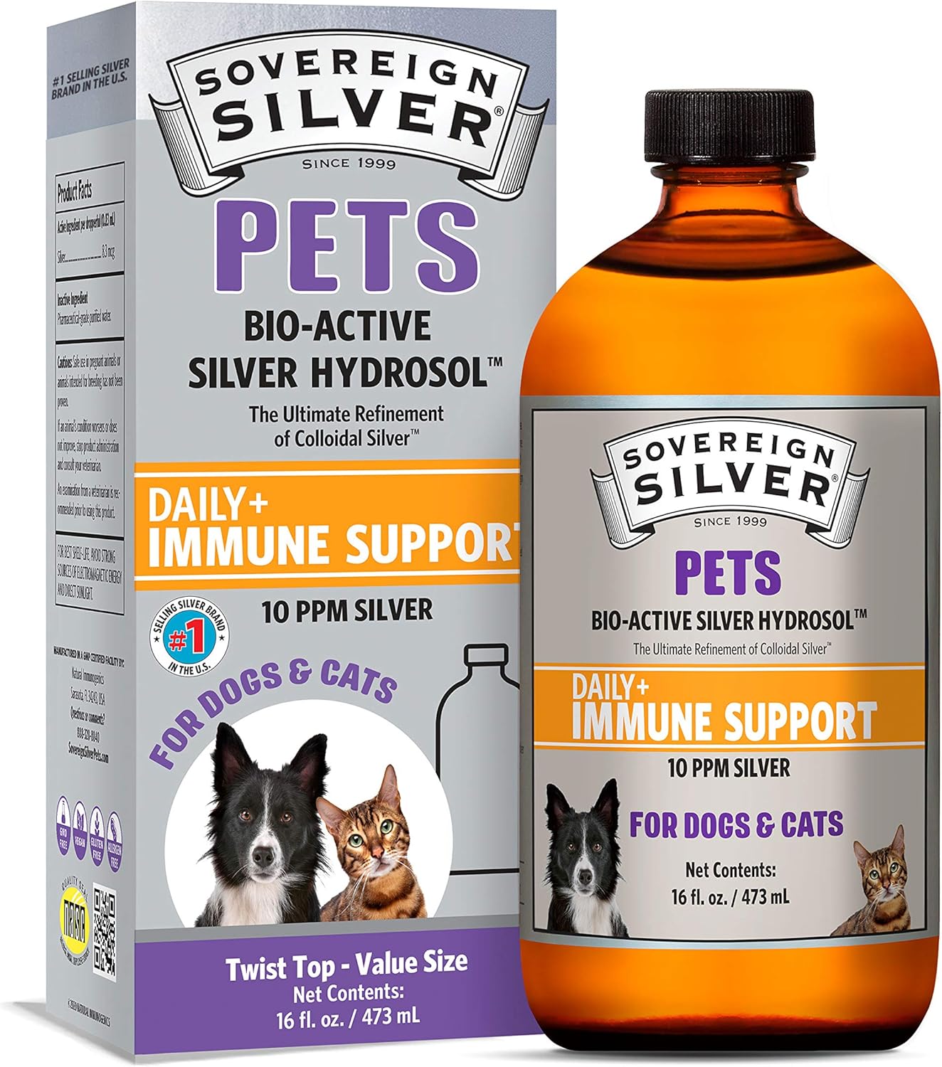 Sovereign Silver Pets Immune Support - Colloidal Silver for Pets