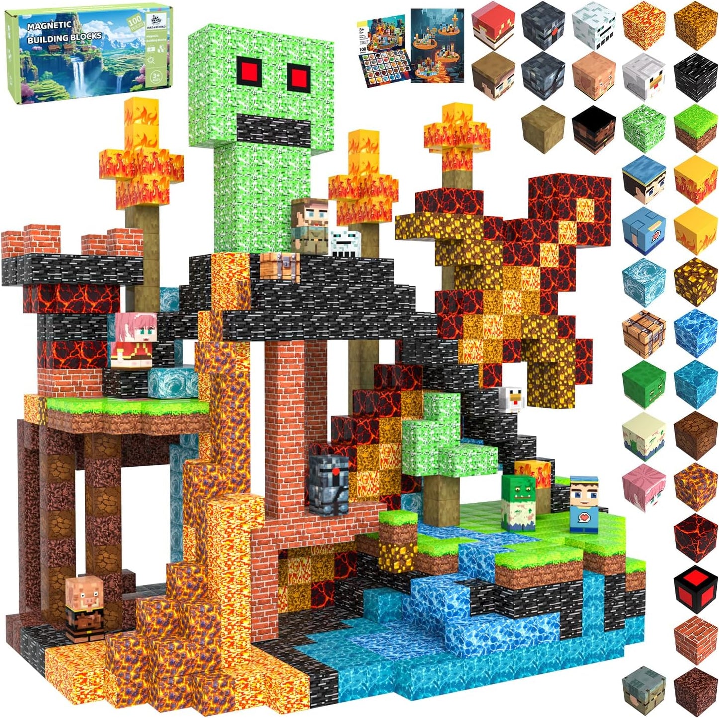 Magnetic Blocks Toys for Kids - 100 PCS Building Blocks Set