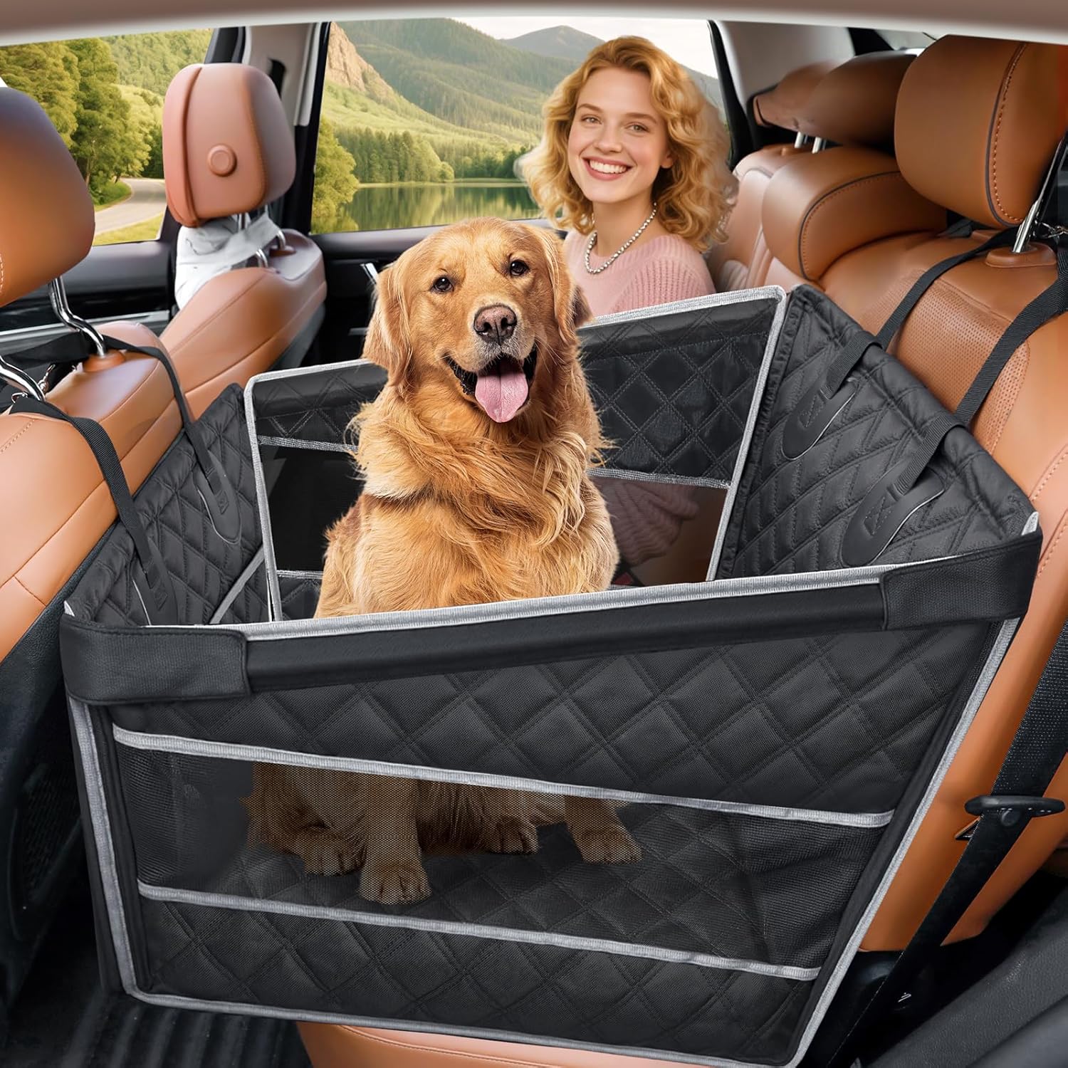 Gimars Upgrade Dog Car Seat for Medium Small Dogs - Safe & Spacious