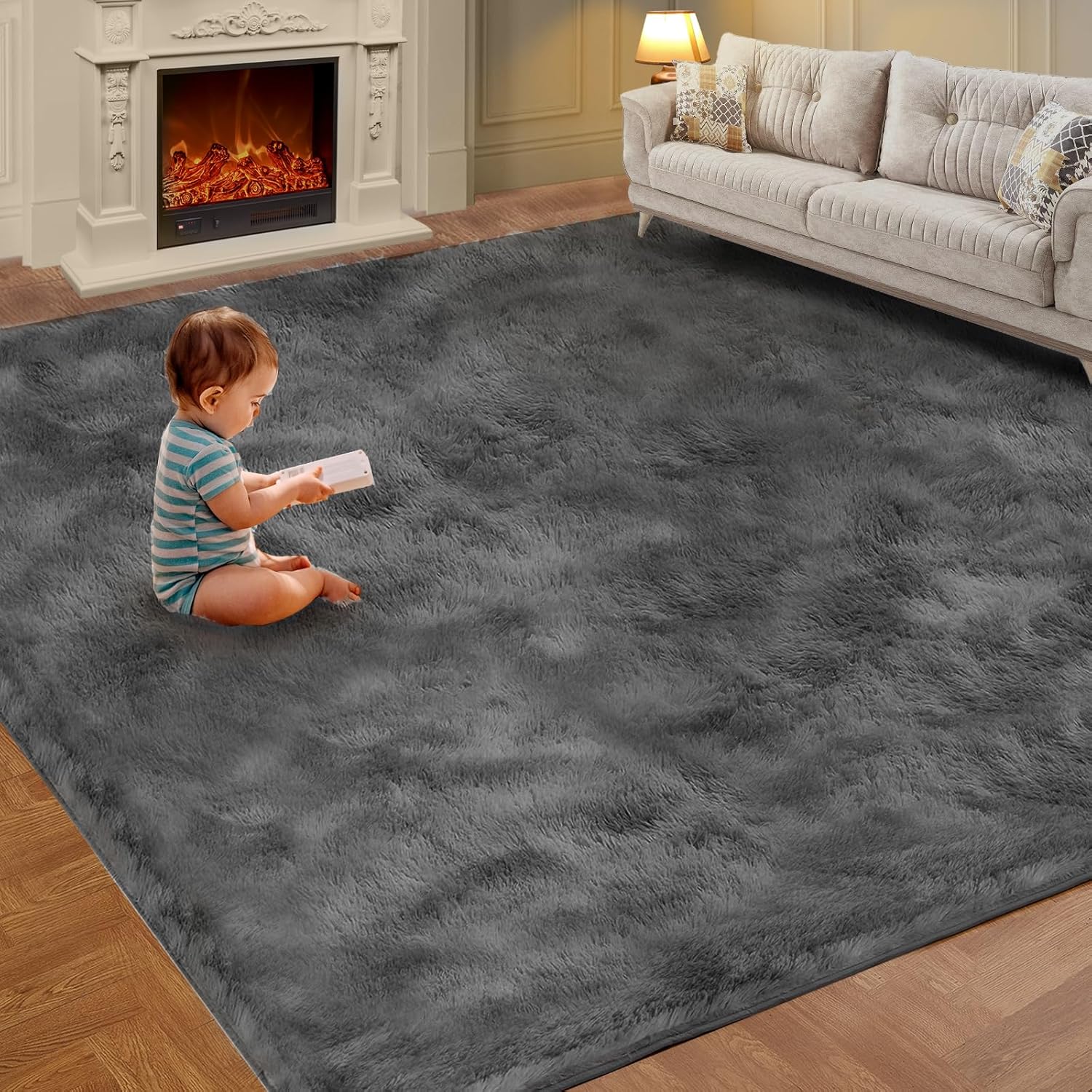Cozy Shag Area Rug for Living Room, Soft Anti-Skid Carpet
